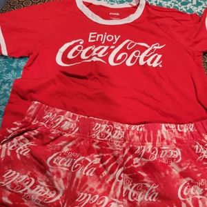Coca cola pajamas , sleep shirt and sleep shorts